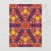 万華鏡のように千変万化するパターンはがきブルーとシナモンブラウン ポストカード (正面)