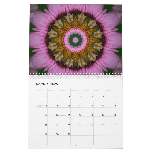 万華鏡のように千変万化するパターンまたは曼荼羅のカレンダー カレンダー (3月 2026)