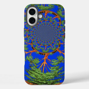 万華鏡のように千変万化するパターンアカシアツリーアートプリント/グラフィック iPhone 16 PLUSケース