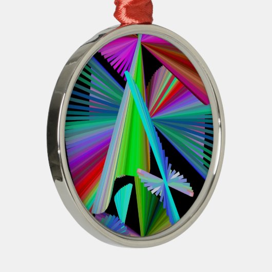 万華鏡のように千変万化するパターンアートレッドグリーンパープルブルーブラック メタルオーナメント (右)