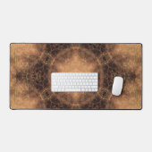 万華鏡のように千変万化するパターンオレンジミストブラックバックグラウンド デスクマット (キーボード&マウス)