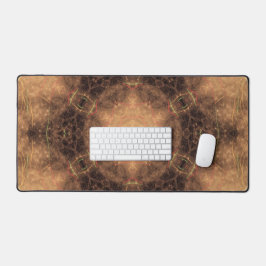 万華鏡のように千変万化するパターンオレンジミストブラックバックグラウンド デスクマット