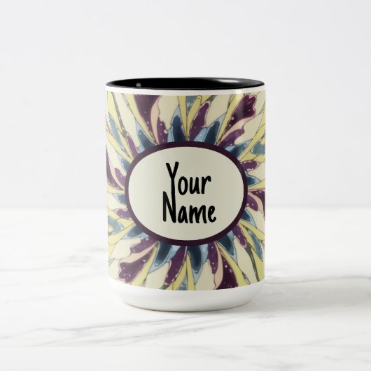 万華鏡のように千変万化するパターンカスタムデザインコーヒーマグ ツートーンマグカップ (中央)