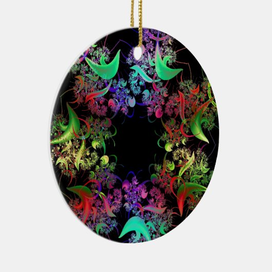 万華鏡のように千変万化するパターンカラフルデザインフラクタルアートの贈り物 セラミックオーナメント (右)