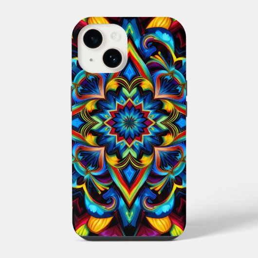 万華鏡のように千変万化するパターンカラフルマンダラiPhone 14ケース iPhoneケース (裏面)