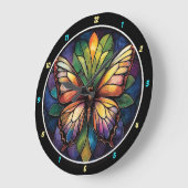 万華鏡のように千変万化するパターンガーデン» – ステンドグラス蝶 ラージ壁時計 (傾斜)
