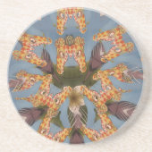 万華鏡のように千変万化するパターンキリン・マンダラ:抽象芸術・サファリ・アート コースター (正面)