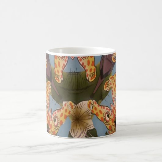 万華鏡のように千変万化するパターンキリン・マンダラ:抽象芸術・サファリ・アート コーヒーマグカップ (中央)