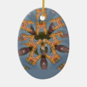 万華鏡のように千変万化するパターンキリン・マンダラ:抽象芸術・サファリ・アート セラミックオーナメント (正面)