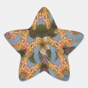 万華鏡のように千変万化するパターンキリン・マンダラ：抽象芸術・サファリ・アート 星シール