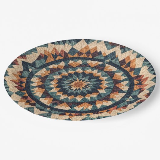 万華鏡のように千変万化するパターンキルトパターン ペーパープレート (アングル)