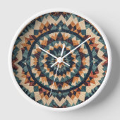 万華鏡のように千変万化するパターンキルトパターン 壁時計 (正面)
