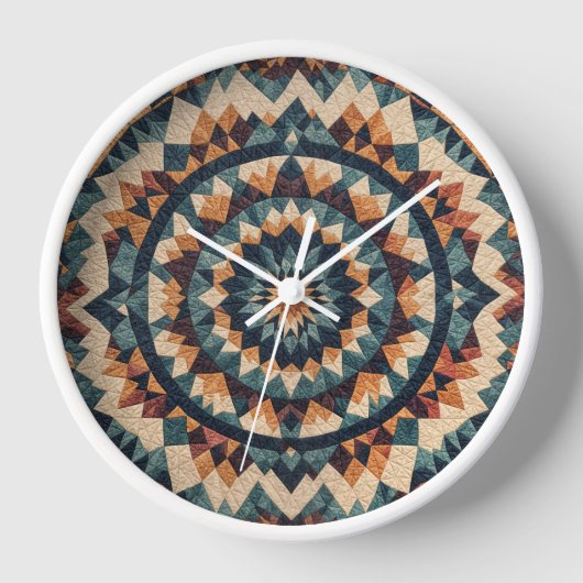 万華鏡のように千変万化するパターンキルトパターン 壁時計 (正面)