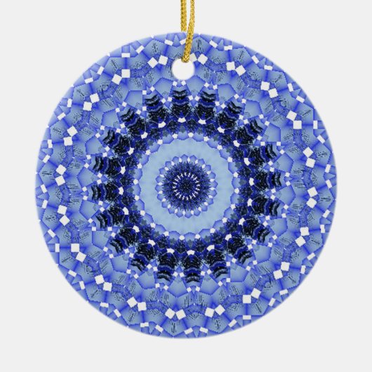 万華鏡のように千変万化するパターンシリーズ – 冬の雪1 セラミックオーナメント (正面)