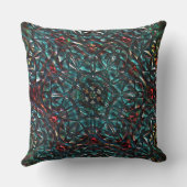 万華鏡のように千変万化するパターンスタイル古い金属クロムブルーグリーン クッション (裏面)