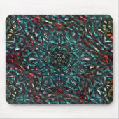 万華鏡のように千変万化するパターンスタイル古い金属クロムブルーグリーン マウスパッド (正面)