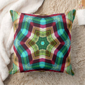 万華鏡のように千変万化するパターンスターが六角形に深さを持って移行 クッション (ブランケット)