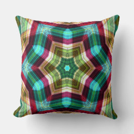 万華鏡のように千変万化するパターンスターが六角形に深さを持って移行 クッション