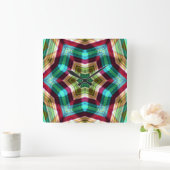 万華鏡のように千変万化するパターンスターが六角形に深さを持って移行 スクエア壁時計 (ホーム)