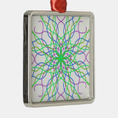万華鏡のように千変万化するパターンスターホワイトグリーンブルーパープルアート メタルオーナメント (右)