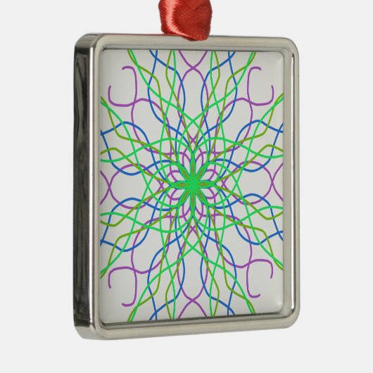 万華鏡のように千変万化するパターンスターホワイトグリーンブルーパープルアート メタルオーナメント (右)