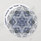 万華鏡のように千変万化するパターンスノーフレークハッピーニューイヤーフラットカード (正面/裏面)