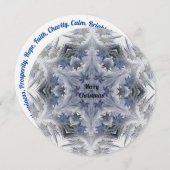 万華鏡のように千変万化するパターンスノーフレークメリークリスマスフラットカード (正面/裏面)