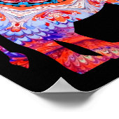 万華鏡のように千変万化するパターンゾウのポスター(青とオレンジ) ポスター (角)