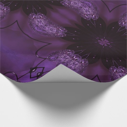 万華鏡のように千変万化するパターンデザインシックエレガントシャイニーパープル ラッピングペーパー (角)