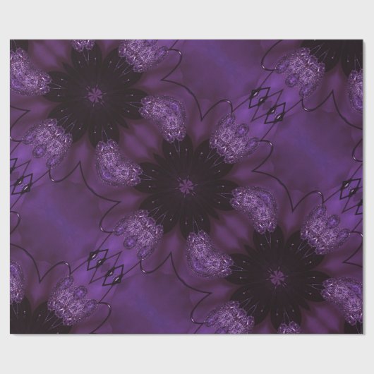 万華鏡のように千変万化するパターンデザインシックエレガントシャイニーパープル ラッピングペーパー (フラット)