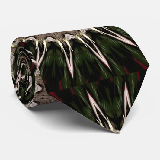 万華鏡のように千変万化するパターンデザインダークグリーンレッドブラウン ネクタイ (ロール)