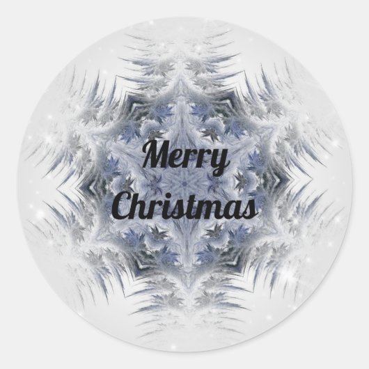 万華鏡のように千変万化するパターンデザインブきらめくルースノーフレーク ラウンドシール (正面)