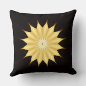 万華鏡のように千変万化するパターンデザインブライトイエロースター クッション (裏面)