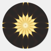 万華鏡のように千変万化するパターンデザインブライトイエロースター ラウンドシール (正面)