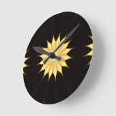 万華鏡のように千変万化するパターンデザインブライトイエロースター ラウンド壁時計 (傾斜)