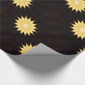 万華鏡のように千変万化するパターンデザインブライトイエロースター ラッピングペーパー (角)