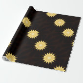 万華鏡のように千変万化するパターンデザインブライトイエロースター ラッピングペーパー (アンロールド)