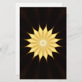 万華鏡のように千変万化するパターンデザインブライトイエロースター 便箋 (正面/裏面)