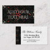 万華鏡のように千変万化するパターンデザインブラックレッドフローラルパターン 名刺 (正面/裏面)