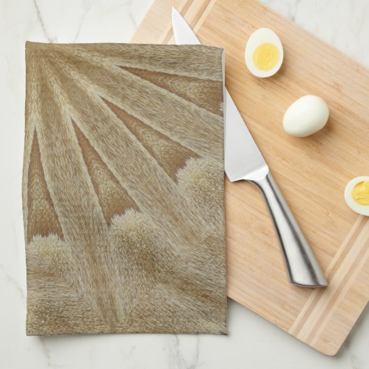 万華鏡のように千変万化するパターンデザインライトブラウン素朴フローラ キッチンタオル (四つ折り)