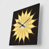 万華鏡のように千変万化するパターンデザイン明るい黄色の星 スクエア壁時計 (傾斜)