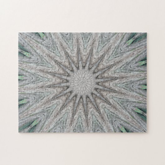 万華鏡のように千変万化するパターンデザイン素朴ライトグレーカラー ジグソーパズル (横)