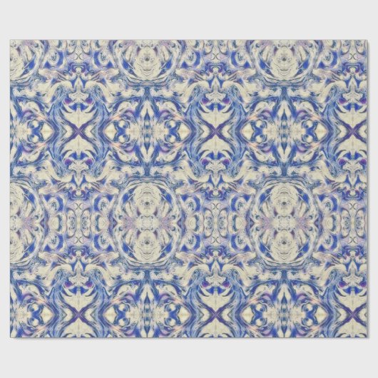 万華鏡のように千変万化するパターンデルフトタイルパターン(青と白) ラッピングペーパー (フラット)