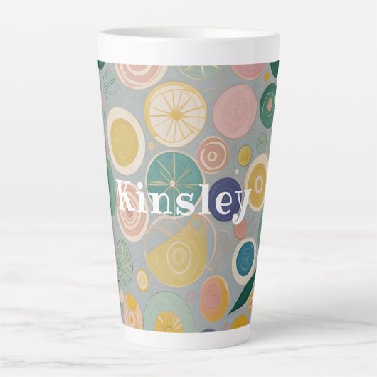 万華鏡のように千変万化するパターンドパーソナライズされたーム カフェラテマグ (正面)