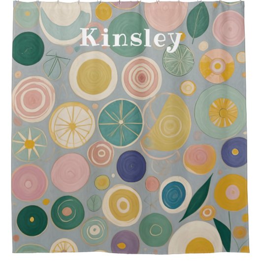 万華鏡のように千変万化するパターンドパーソナライズされたーム シャワーカーテン (正面)