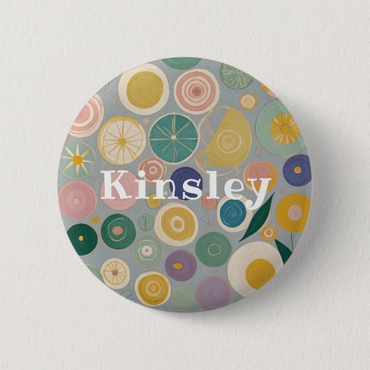 万華鏡のように千変万化するパターンドパーソナライズされたーム 缶バッジ (正面)