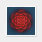 万華鏡のように千変万化するパターンバラ赤 スタンダードカクテルナプキン (正面)