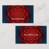 万華鏡のように千変万化するパターンバラ赤+テキスト 名刺 (正面/裏面)