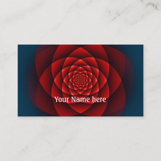 万華鏡のように千変万化するパターンバラ赤+テキスト 名刺 (正面)