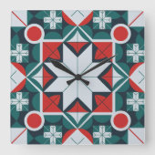万華鏡のように千変万化するパターンパターン（の模様が）ある スクエア壁時計 (正面)